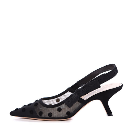 Christian Dior Suede Calfskin Grosgrain Dotted Sling-Back Ballet Pumps 38.5 Black 1 of 10