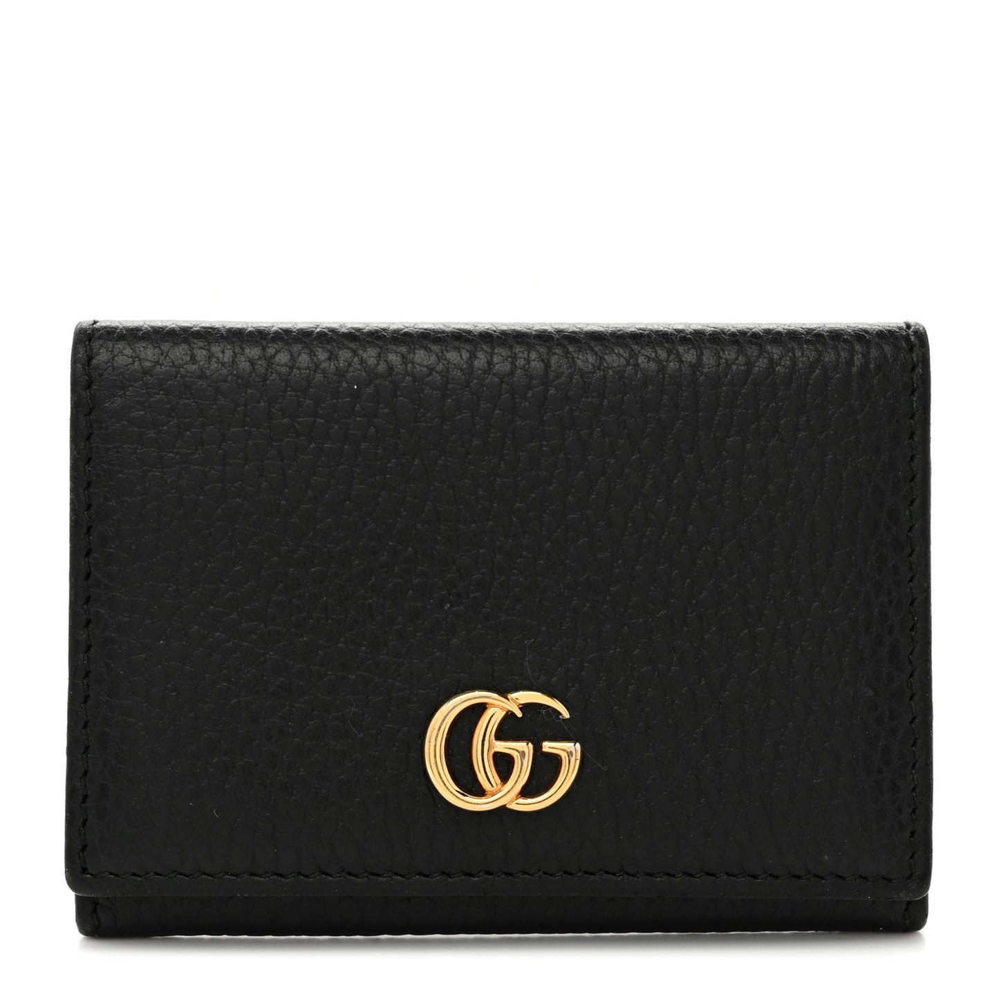 Pebbled Calfskin GG Marmont Card Case Black