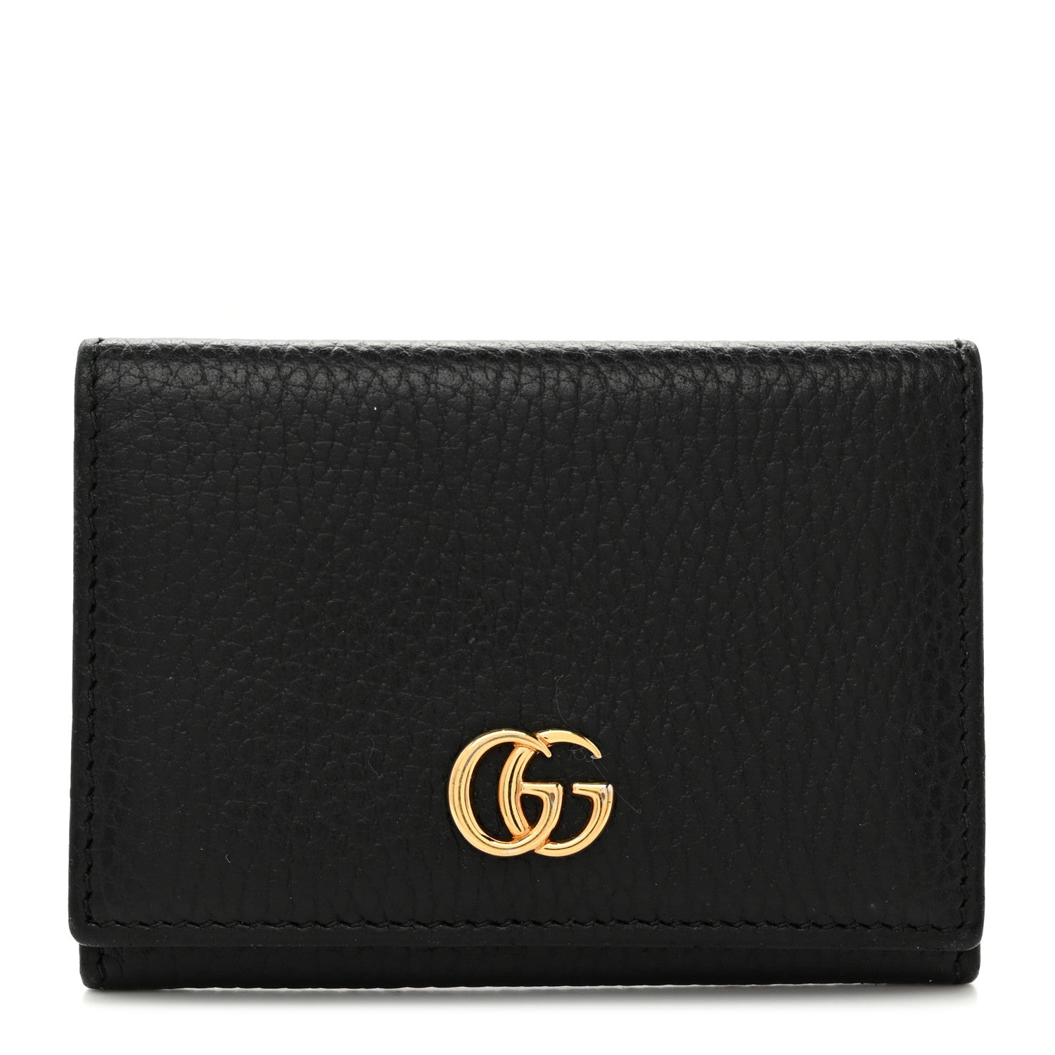 Gucci Pebbled Calfskin GG Marmont Card Case Black 1 of 7