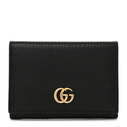 Gucci Pebbled Calfskin GG Marmont Card Case Black 1 of 7