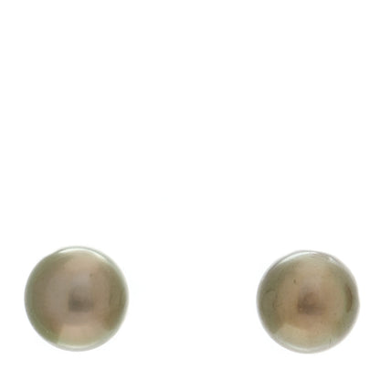 Mikimoto 18K White Gold Black South Sea Pearl 9mm Stud Earrings 1 of 4