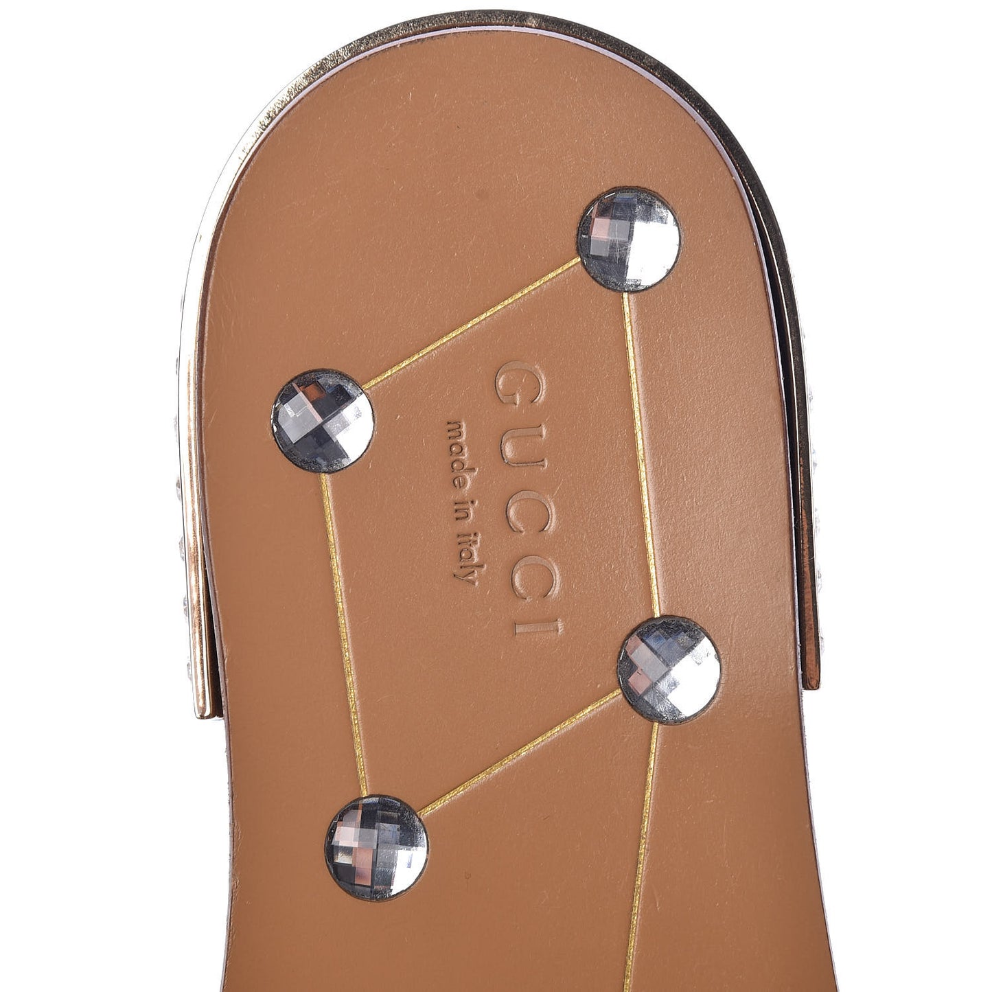 Calfskin Pearl Lupe 20mm Guccy Jeweled Slide Sandals 37.5 Multicolor