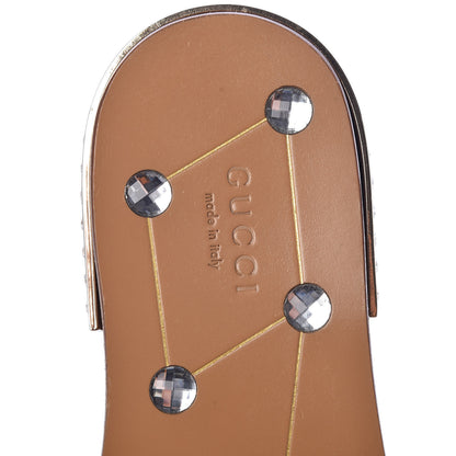 Gucci Calfskin Pearl Lupe 20mm Guccy Jeweled Slide Sandals 37.5 Multicolor 5 of 7