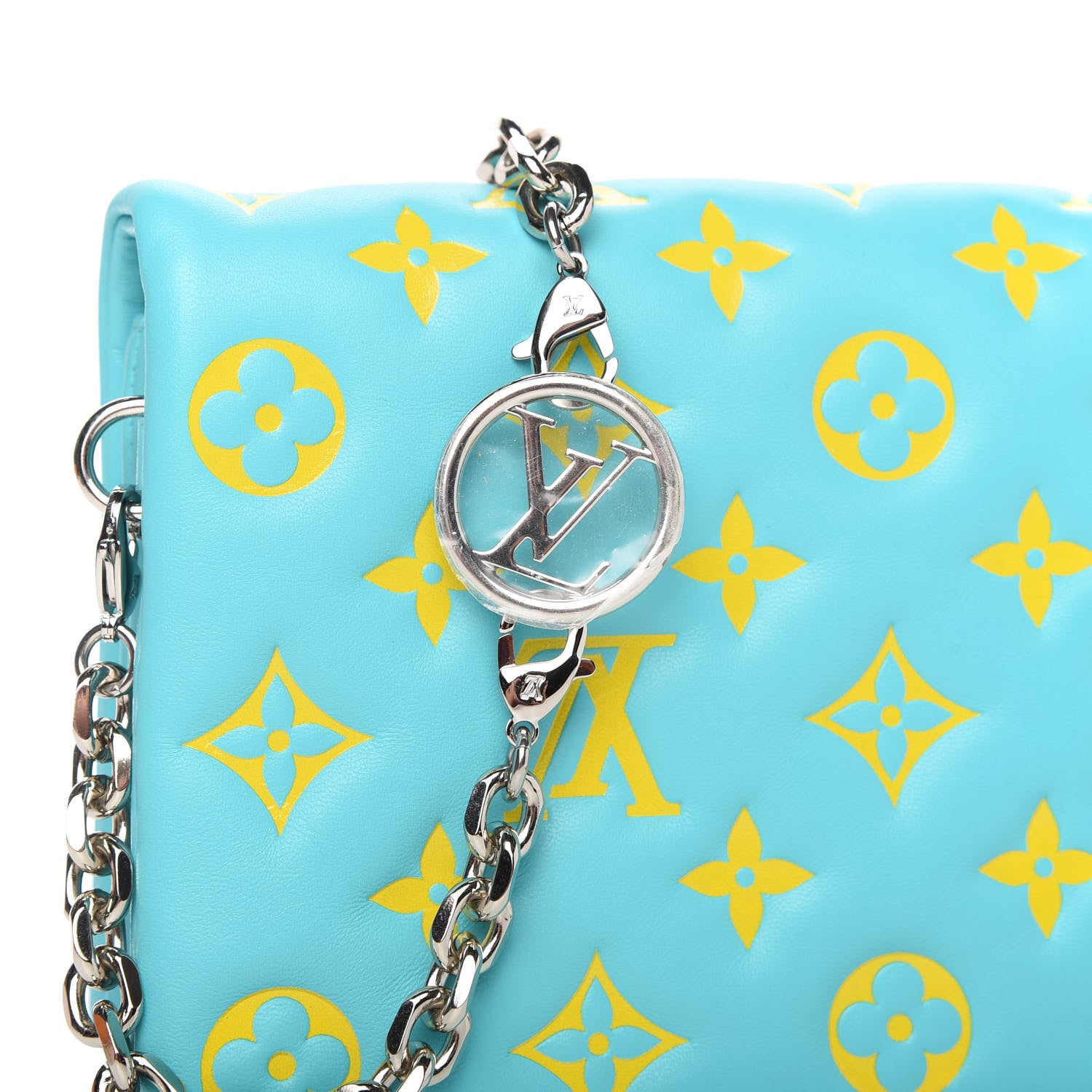 Louis Vuitton Lambskin Embossed Monogram Vuittamins Pochette Coussin Menthe Jaune 10 of 11