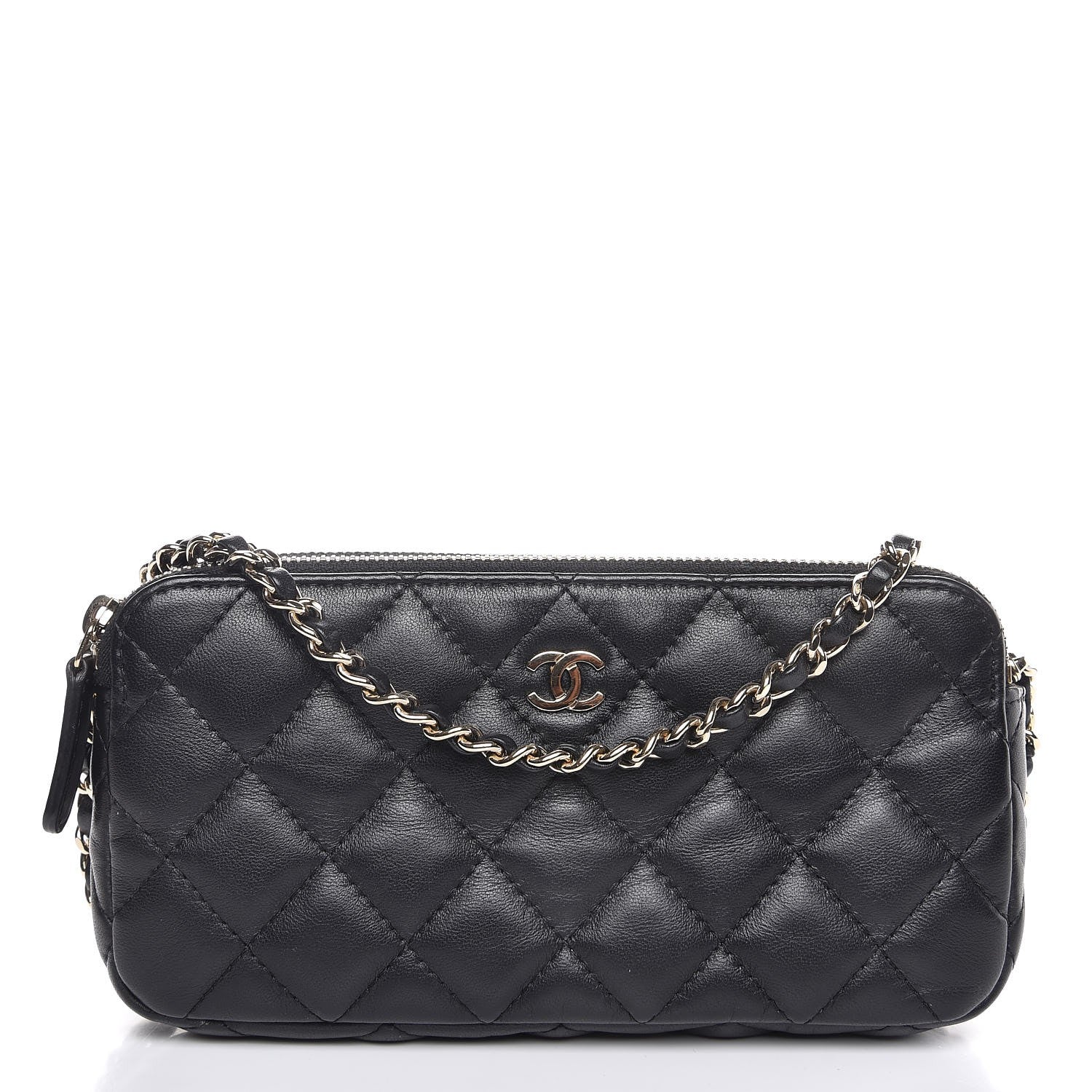 Chanel Lambskin Quilted Small Clutch With Chain Black 1 of 11