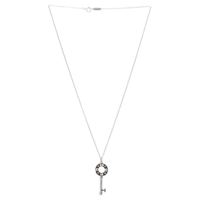 Tiffany 18K White Gold Diamond Atlas Pierced Key Pendant Necklace 3 of 7