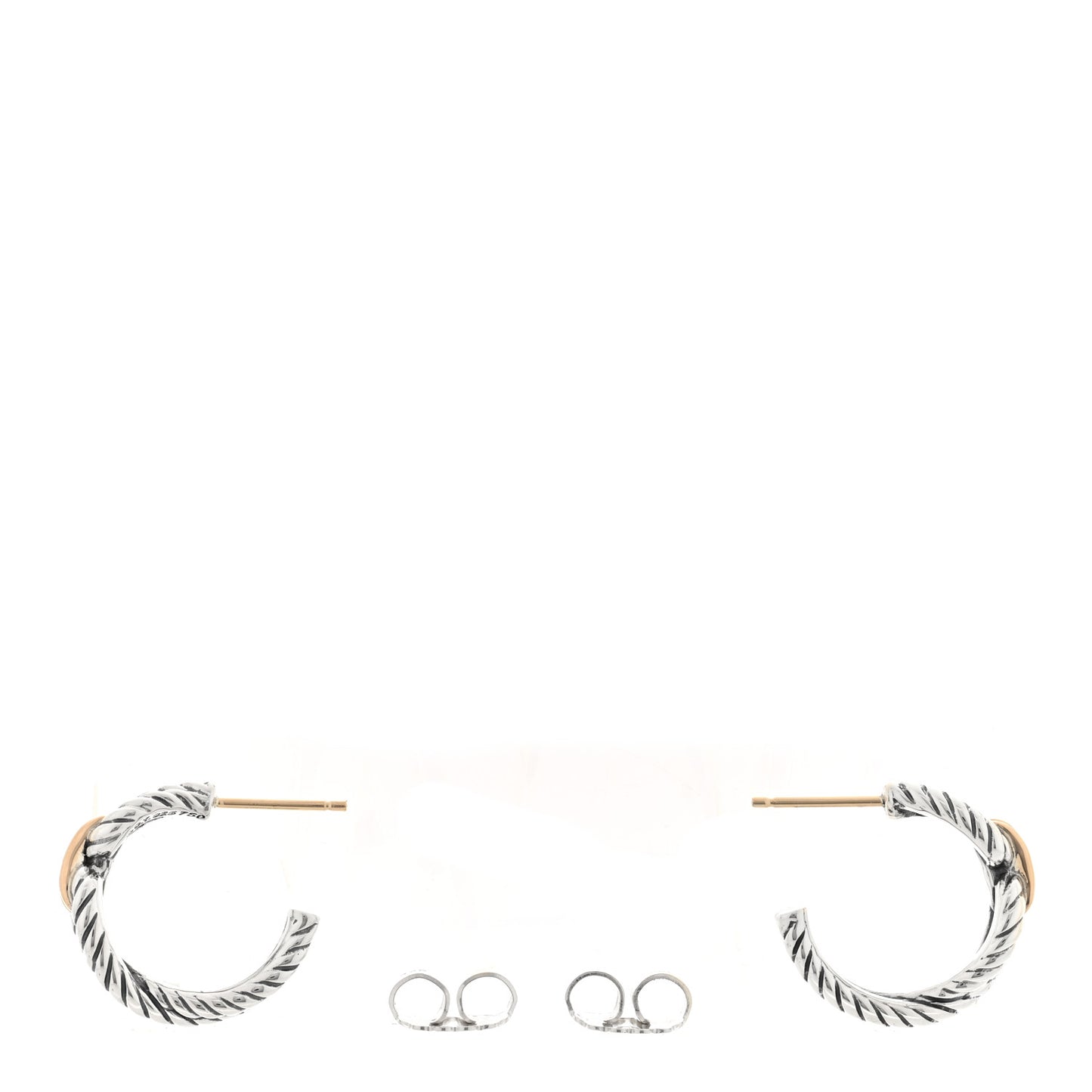 Sterling Silver 18K Yellow Gold Small Cable Loop Hoop Earrings