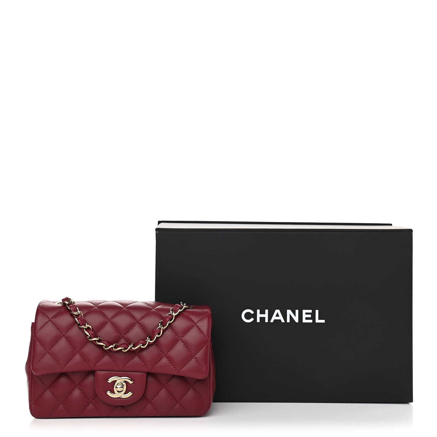 Chanel Lambskin Quilted Mini Rectangular Flap Burgundy 10 of 10