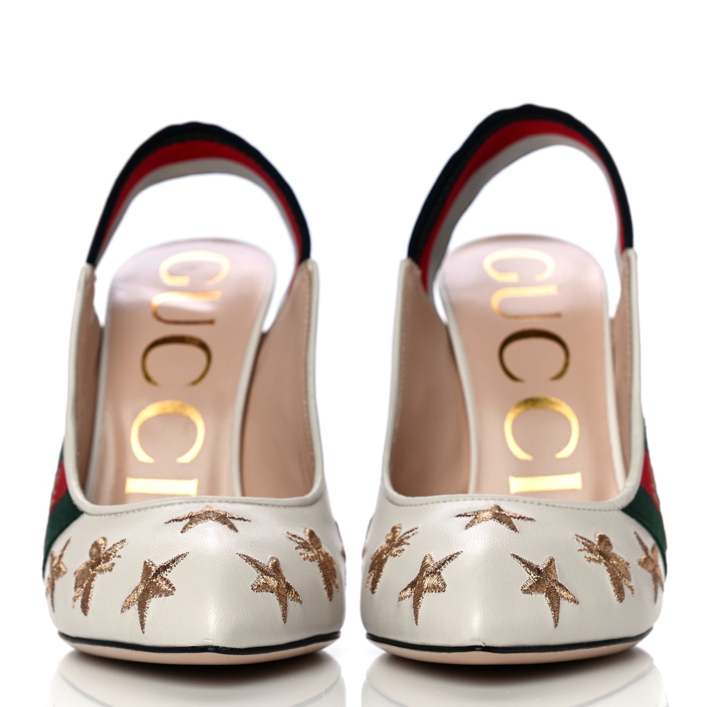 Malaga Kid Web Bee Star Embroidered Sylvie High Heel Slingback Pumps 35 White