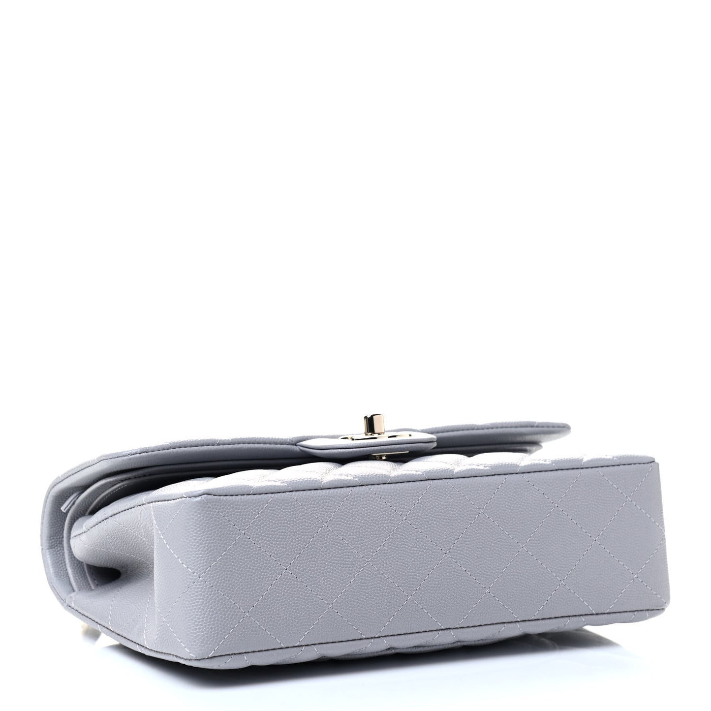 Caviar Quilted Small Double Flap Grey