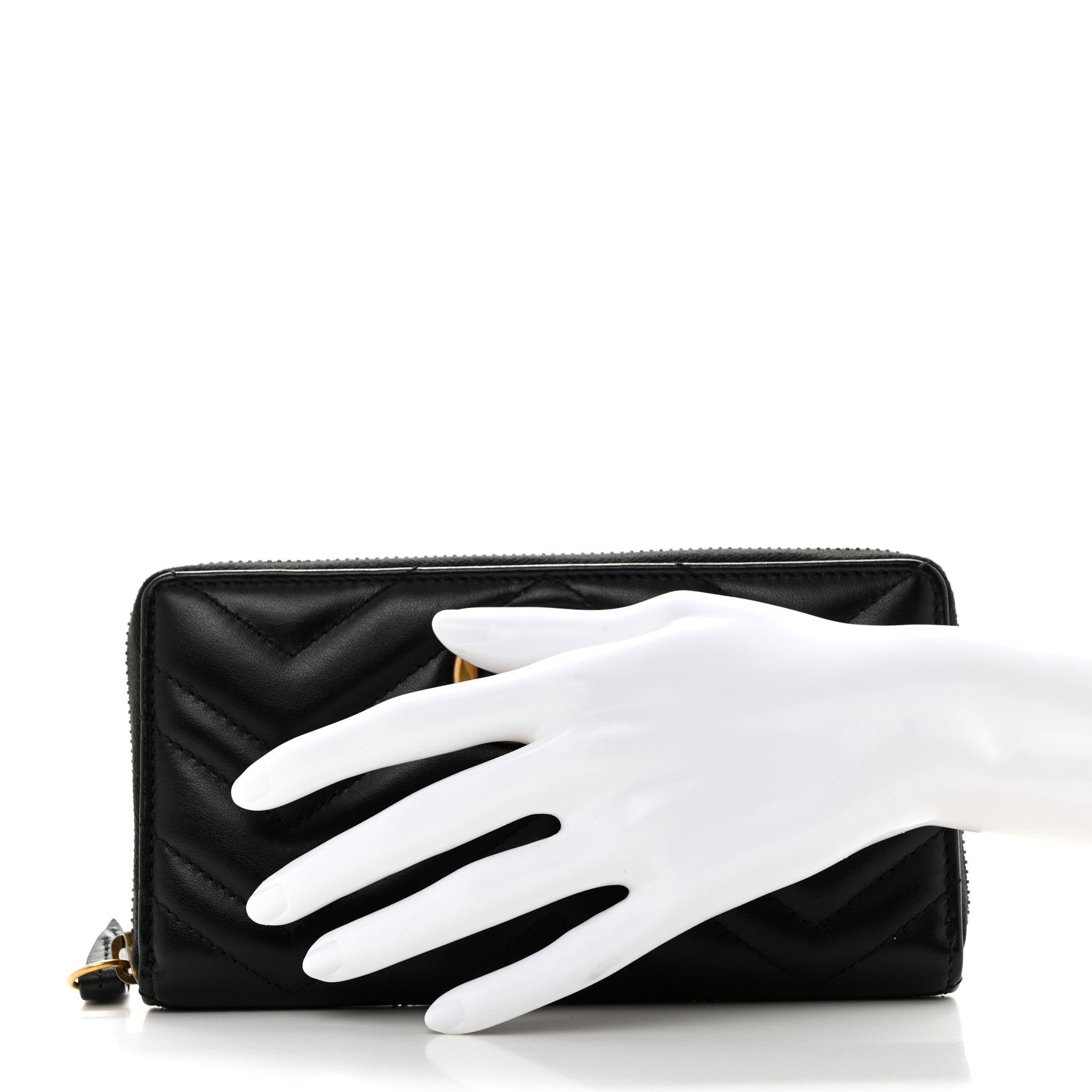 Gucci Calfskin Matelasse GG Marmont Zip Around Wallet Black 2 of 8