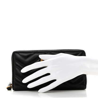 Gucci Calfskin Matelasse GG Marmont Zip Around Wallet Black 2 of 8