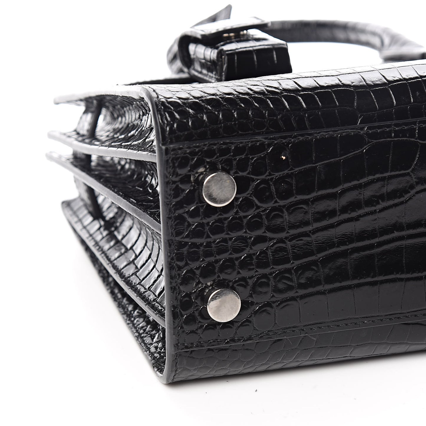 Calfskin Crocodile Embossed Nano Sac De Jour Black