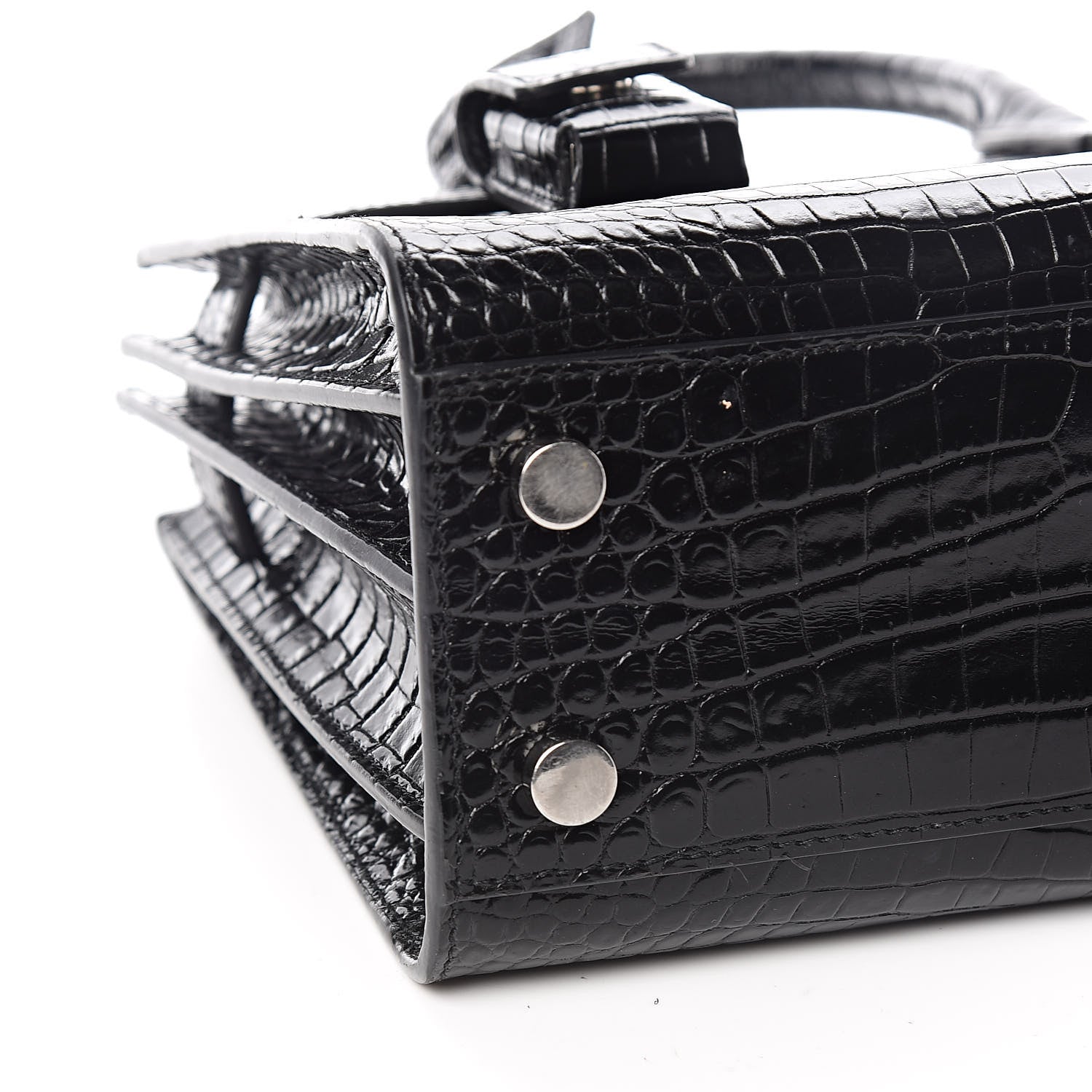 Saint Laurent Calfskin Crocodile Embossed Nano Sac De Jour Black 8 of 10