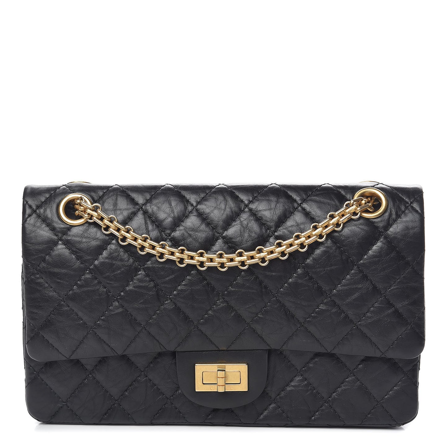 Aged Calfskin Quilted 2.55 Reissue 225 Flap Black