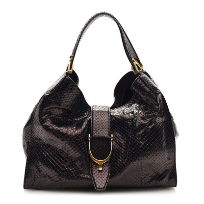 Gucci Snakeskin Medium Soft Stirrup Shoulder Bag Brown 1 of 10