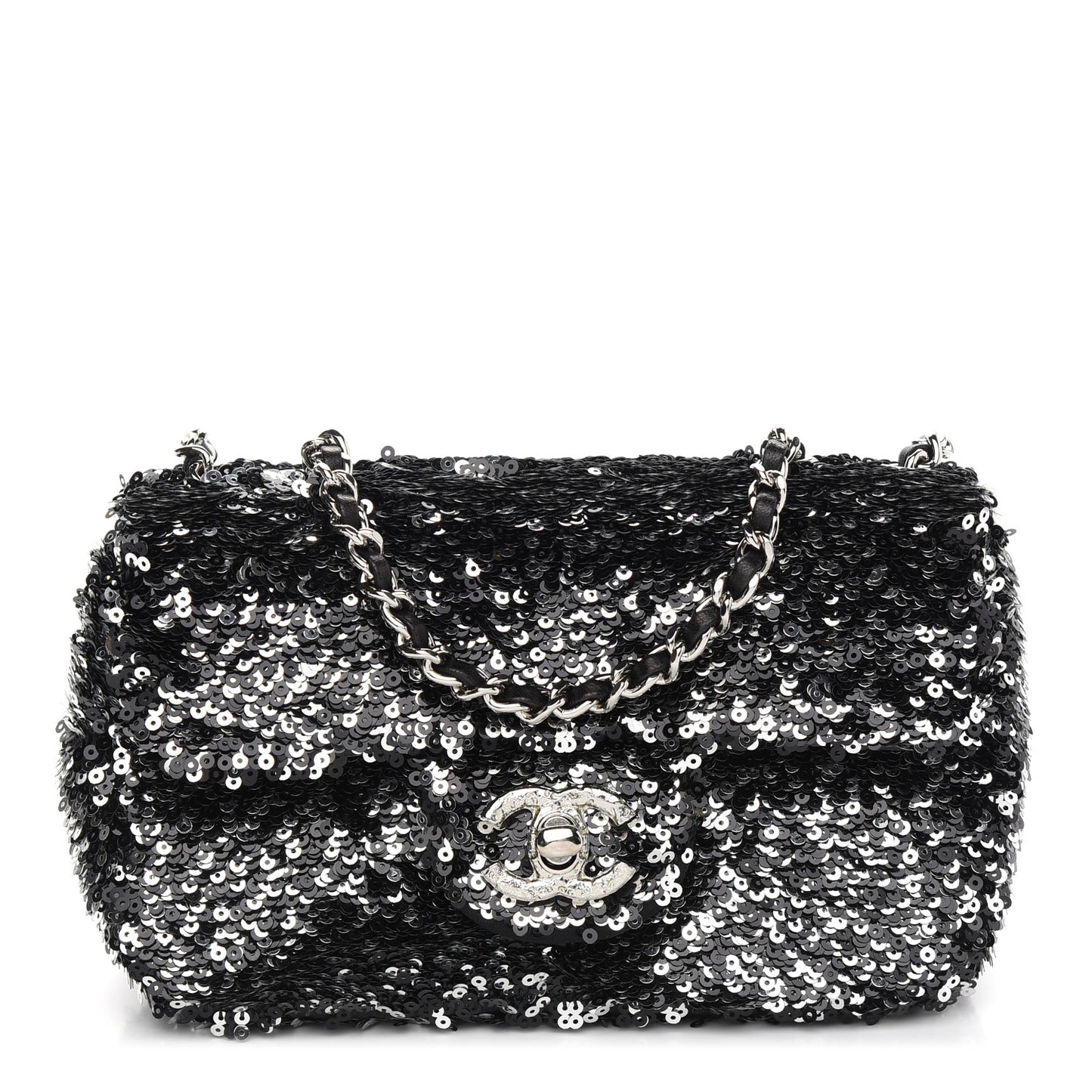 Sequin Rectangular Flap Black