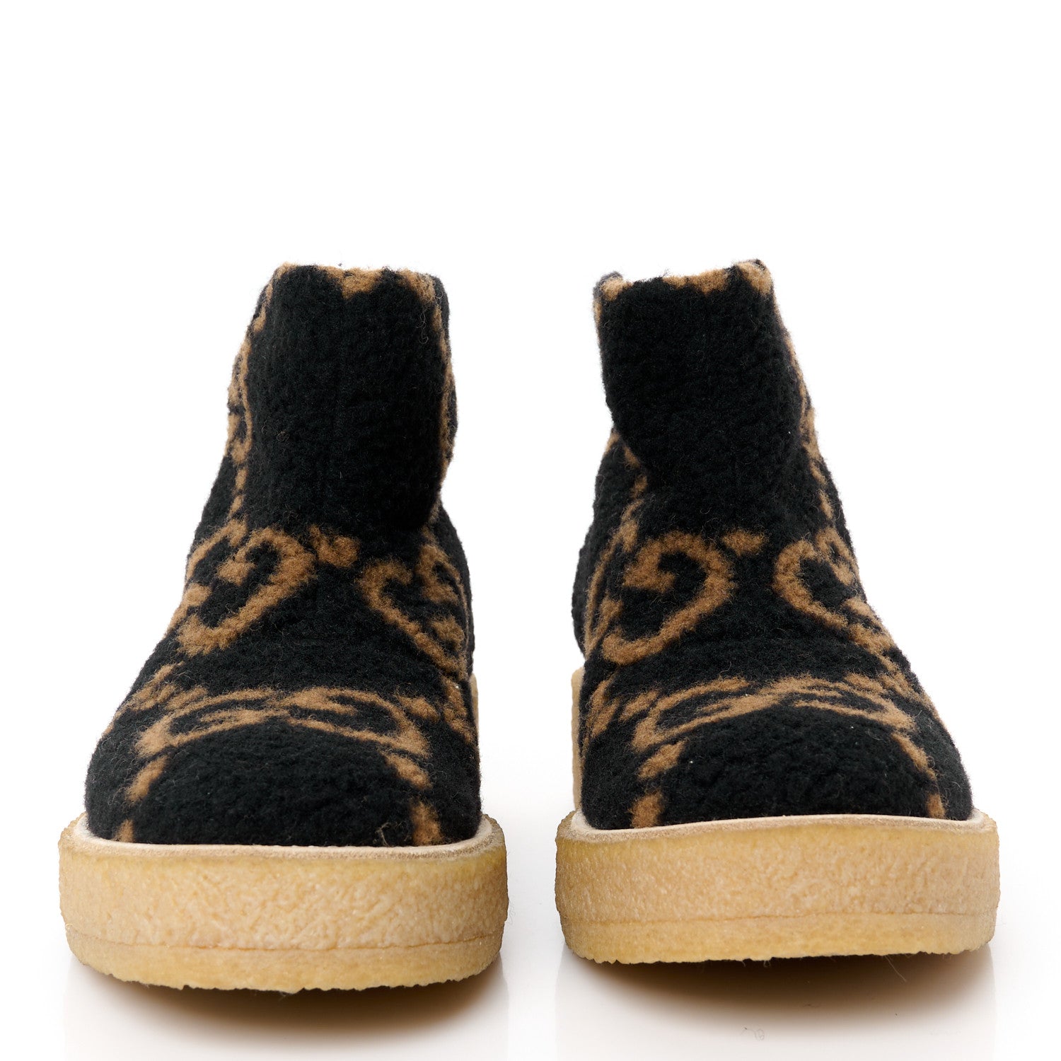 Gucci Faux Shearling Hooper GG Womens Ankle Boots 38.5 Black Natural Tan 3 of 9