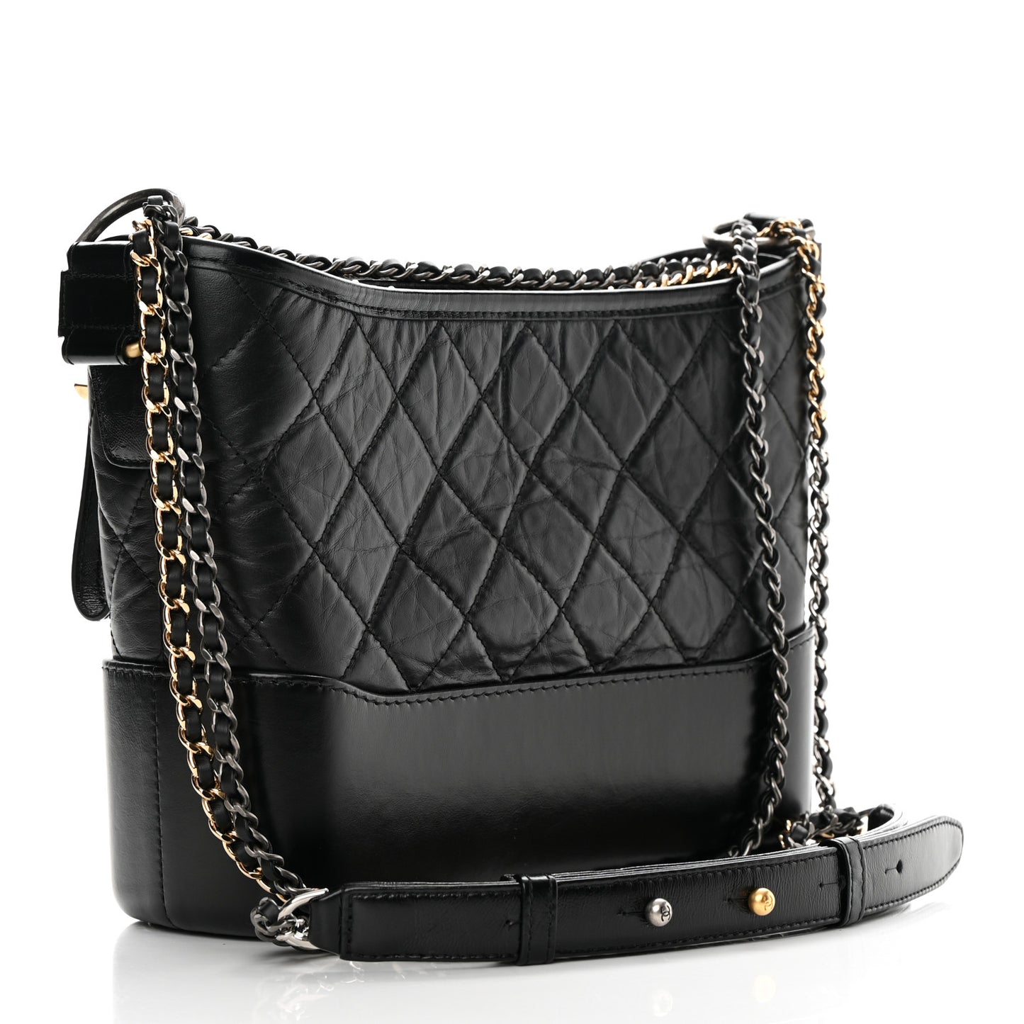 Aged Calfskin Quilted New Medium Gabrielle Hobo Black