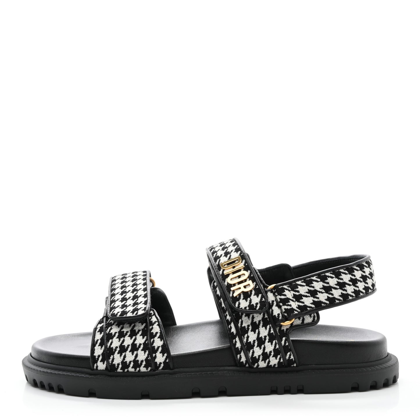 Houndstooth Fabric Dioract Sandals Black White