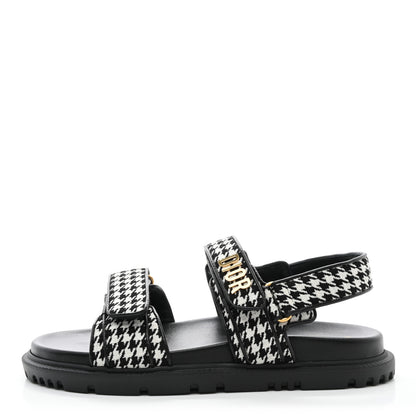 Christian Dior Houndstooth Fabric Dioract Sandals Black White 1 of 8