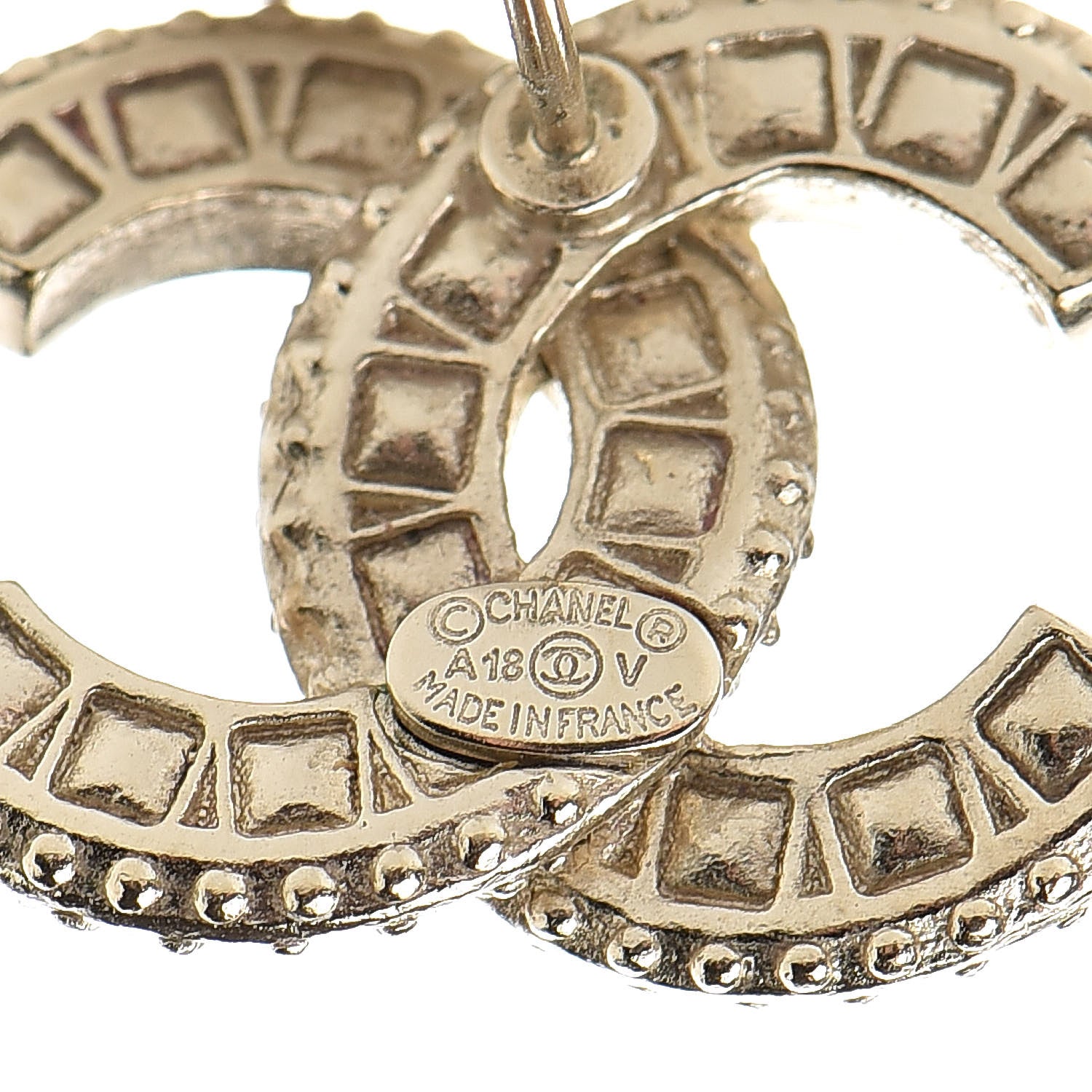 Chanel Crystal CC Earrings Gold 4 of 10
