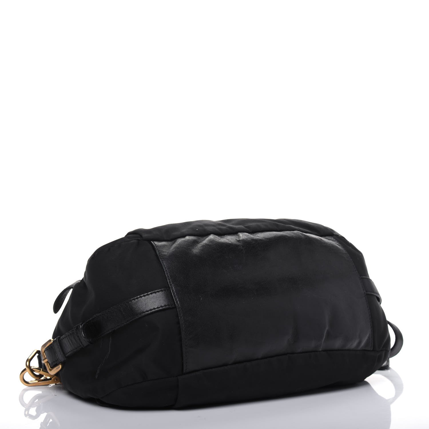 Prada Nylon Tessuto Soft Calfskin Small Shopping Satchel Black 5 of 34