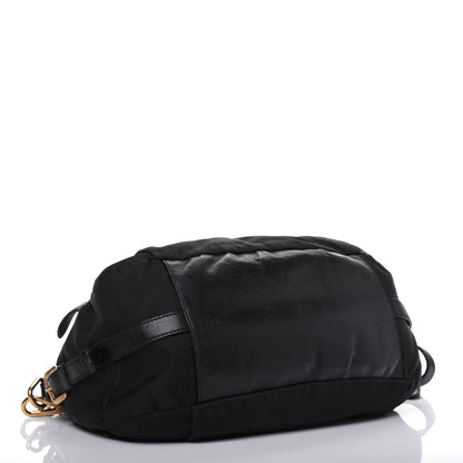 Prada Nylon Tessuto Soft Calfskin Small Shopping Satchel Black 5 of 34