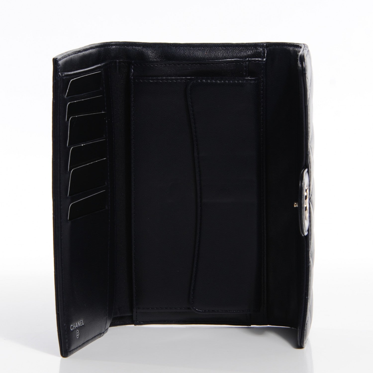 Chanel Lambskin Quilted Large Flap Wallet Navy 8 of 9
