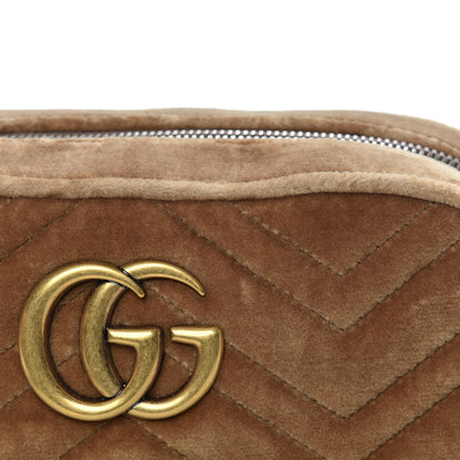Gucci Velvet Matelasse Small GG Marmont Chain Shoulder Bag Taupe 11 of 11