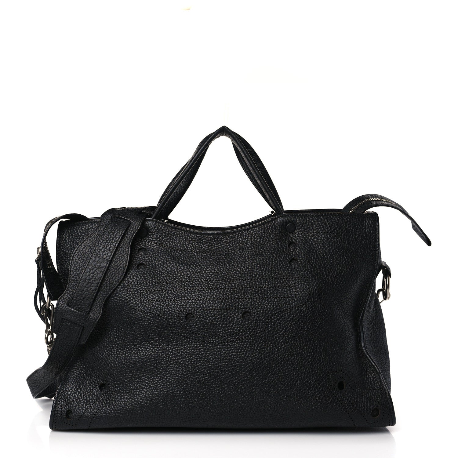 Balenciaga Veau Grana Perforated Blackout Hardware City Black 1 of 9