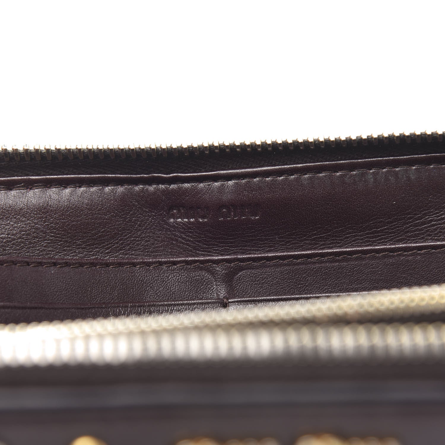 Miu Miu Nappa Studded Zip Around Wallet Prugna 6 of 10