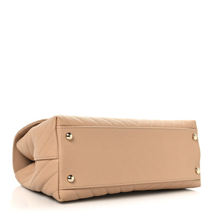 Chanel Caviar Chevron Quilted Small Coco Handle Flap Beige 4 of 12
