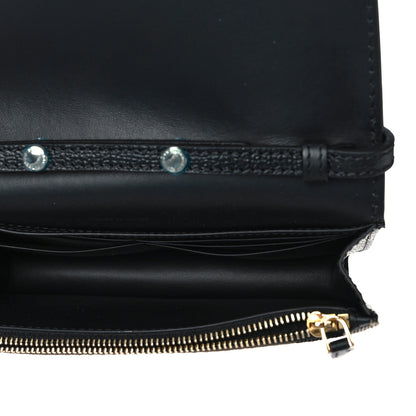 Burberry Grained Calfskin House Check Tartan Mix Hampshire Wallet On Chain Black 4 of 7