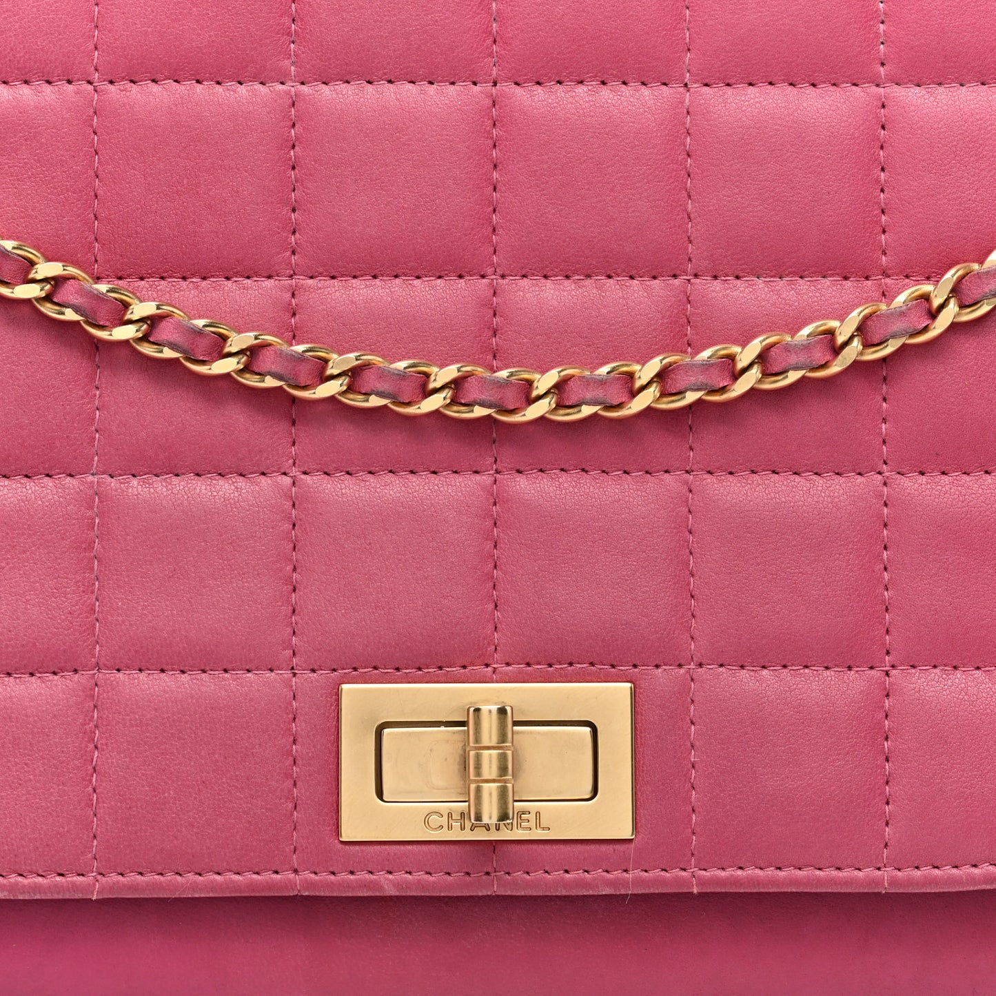 Lambskin Chocolate Bar Accordion Reissue Flap Pink