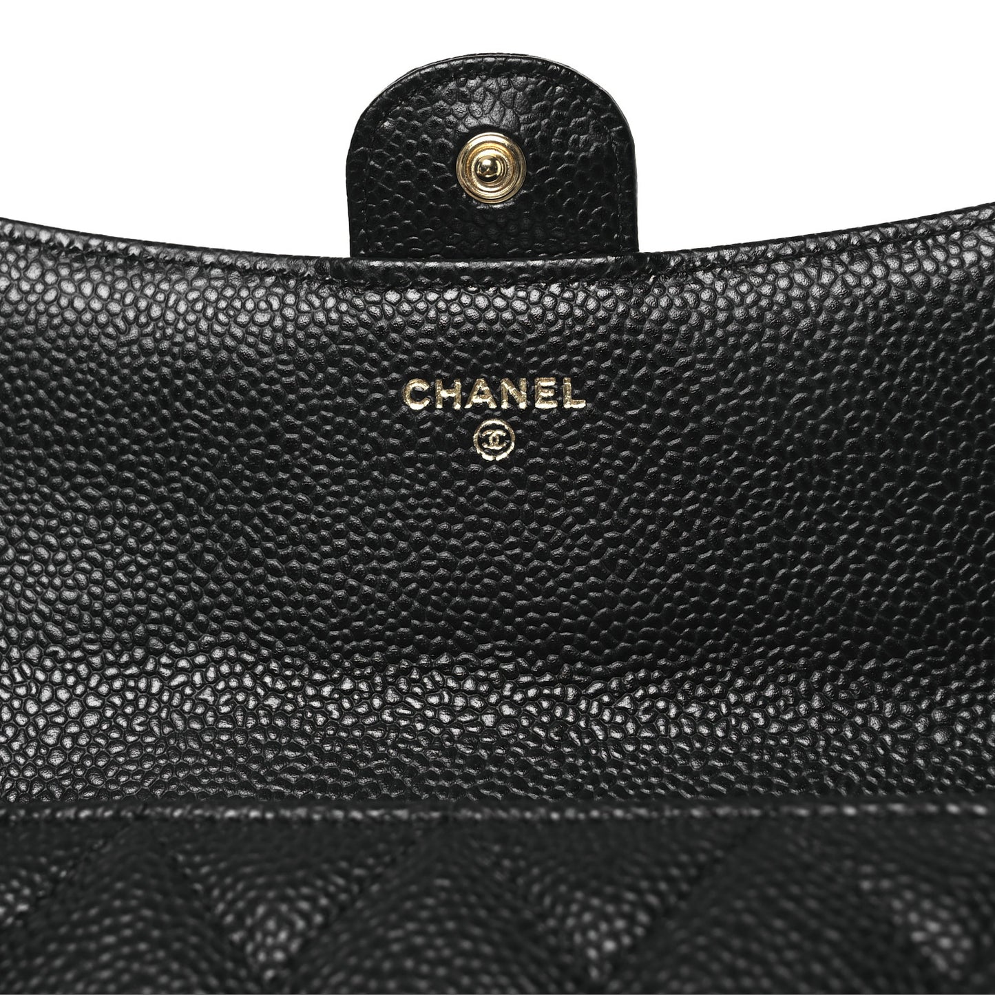 Caviar Quilted Large Gusset Flap Wallet Black