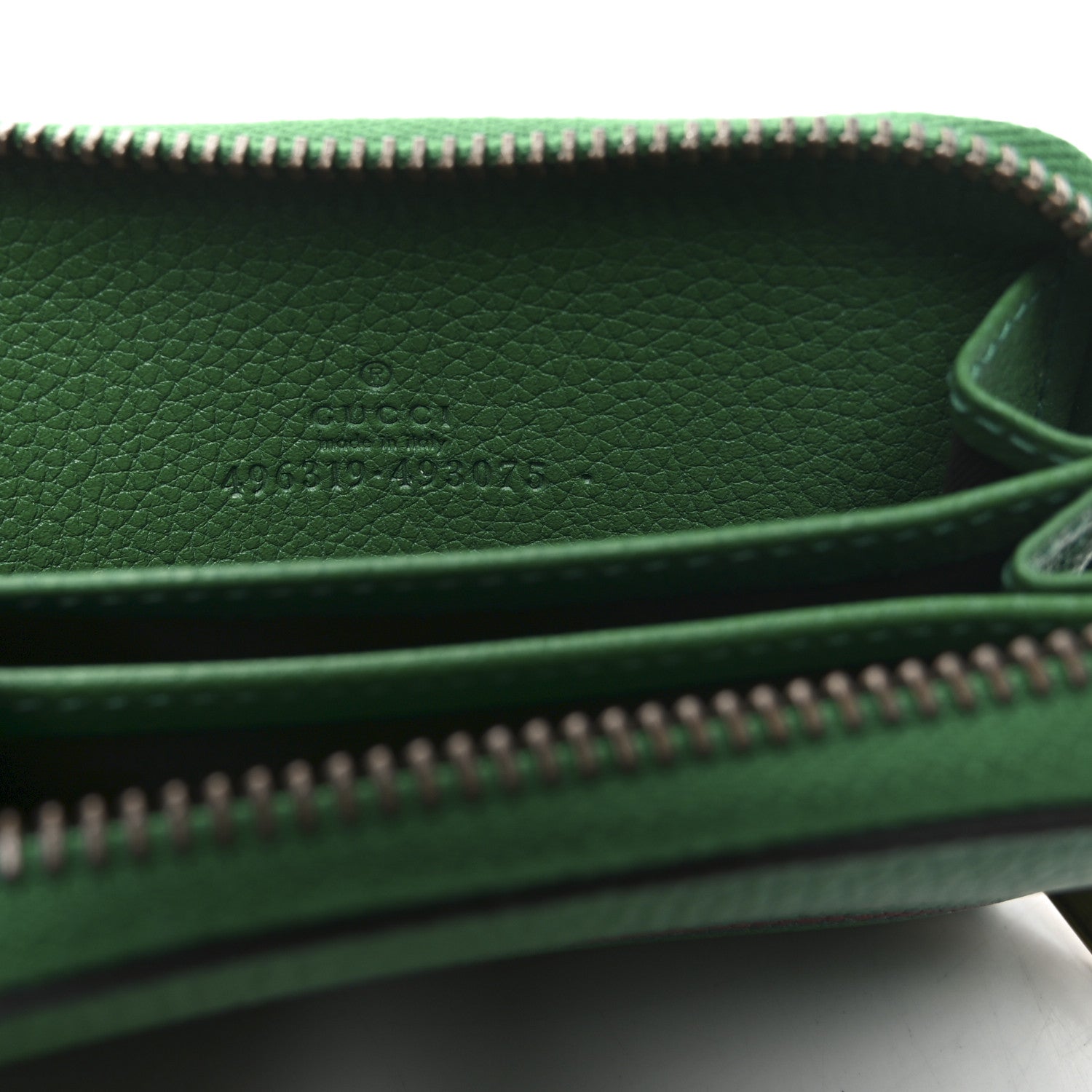 Gucci Calfskin Logo Zip Around Card Case Green 6 of 7