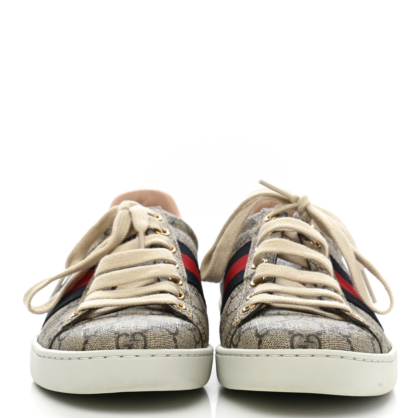 GG Supreme Monogram Womens Ace Low-Top Sneaker 36 Beige