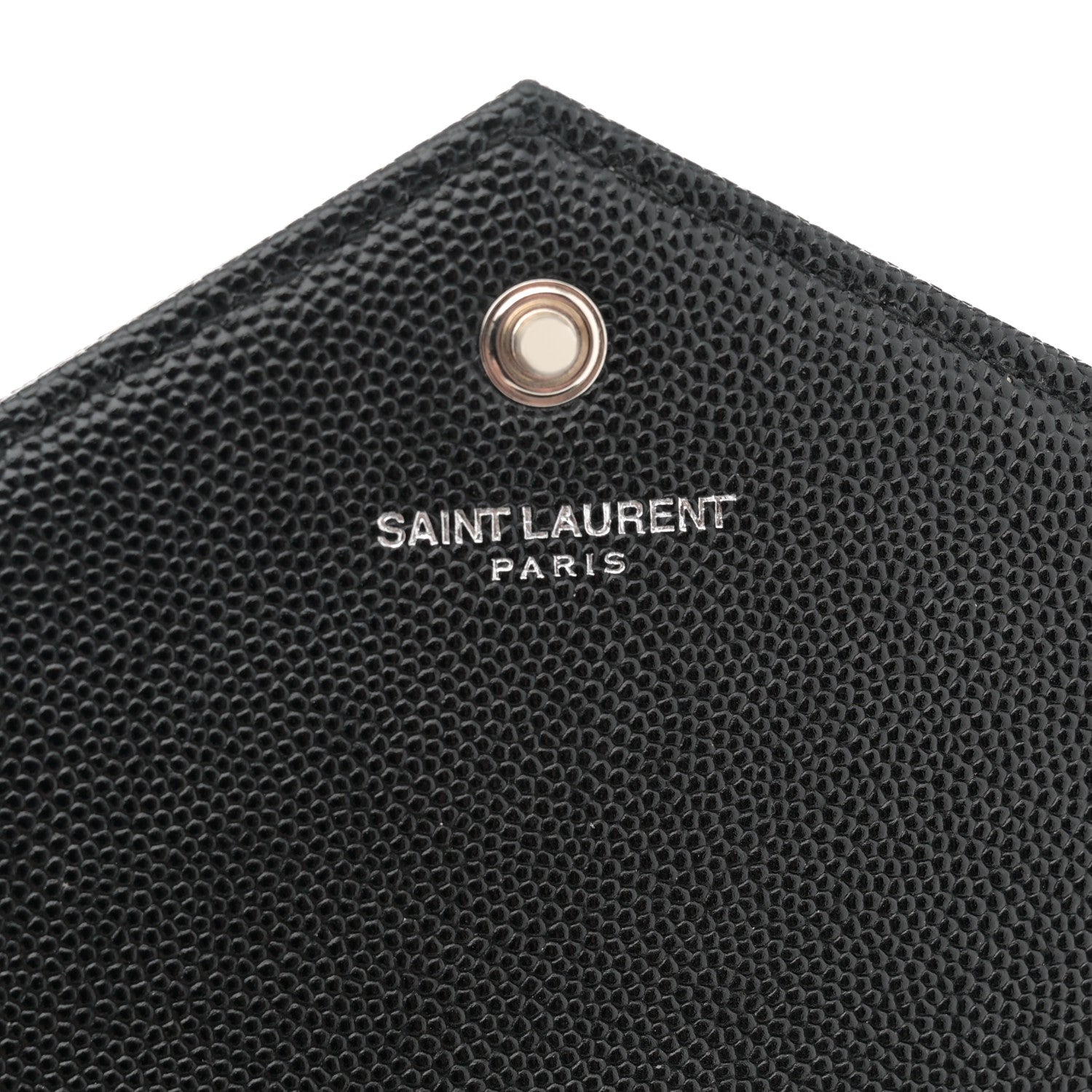 Saint Laurent Grain De Poudre Matelasse Chevron Monogram Chain Wallet Black 6 of 12