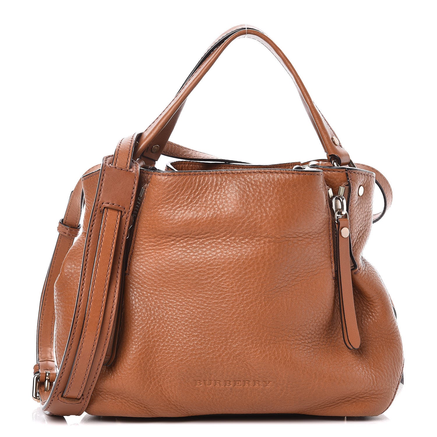 Burberry Grainy Calfskin House Check Small Maidstone Brown 1 of 13