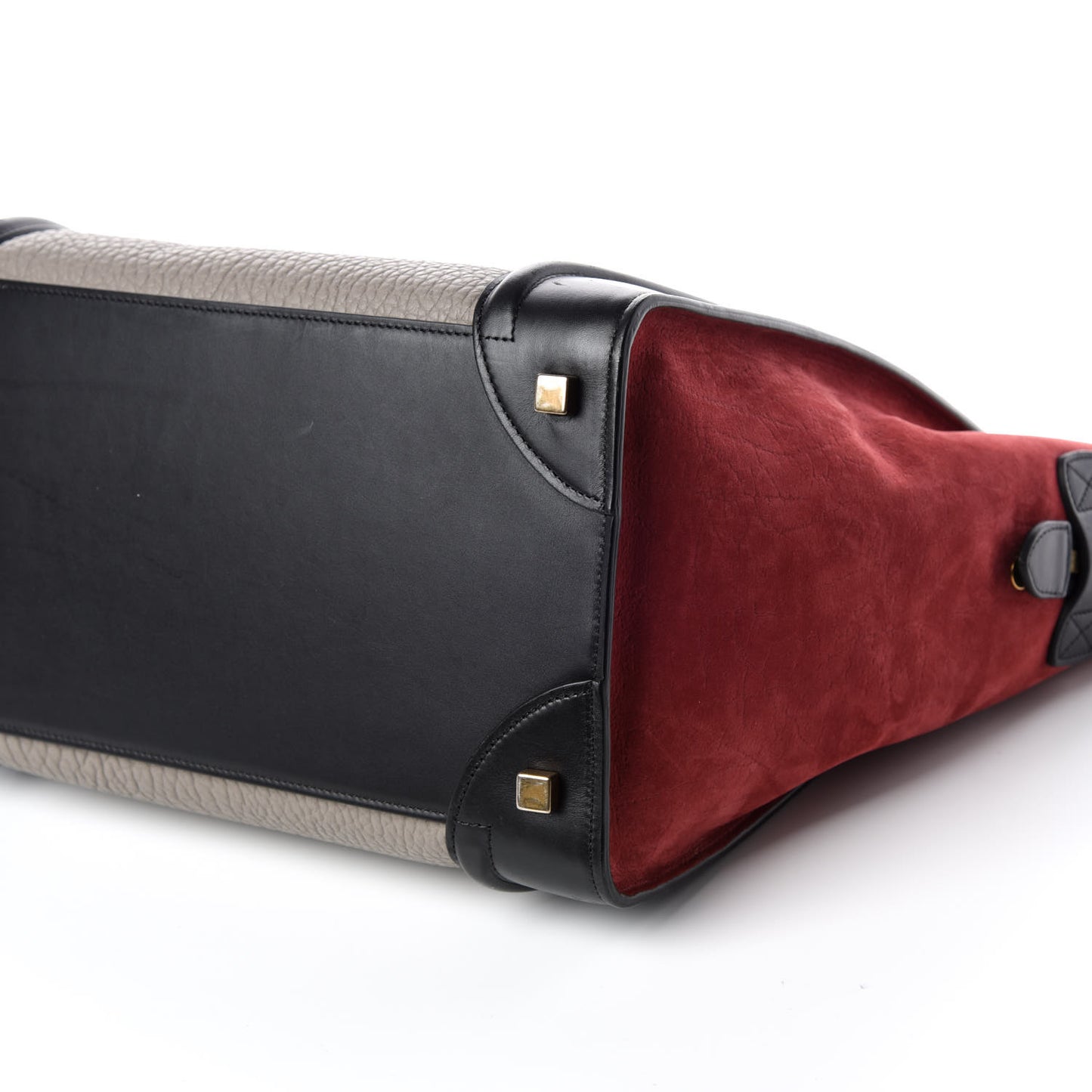Bullhide Calfskin Suede Mini Tri-Color Luggage Dark Ruby