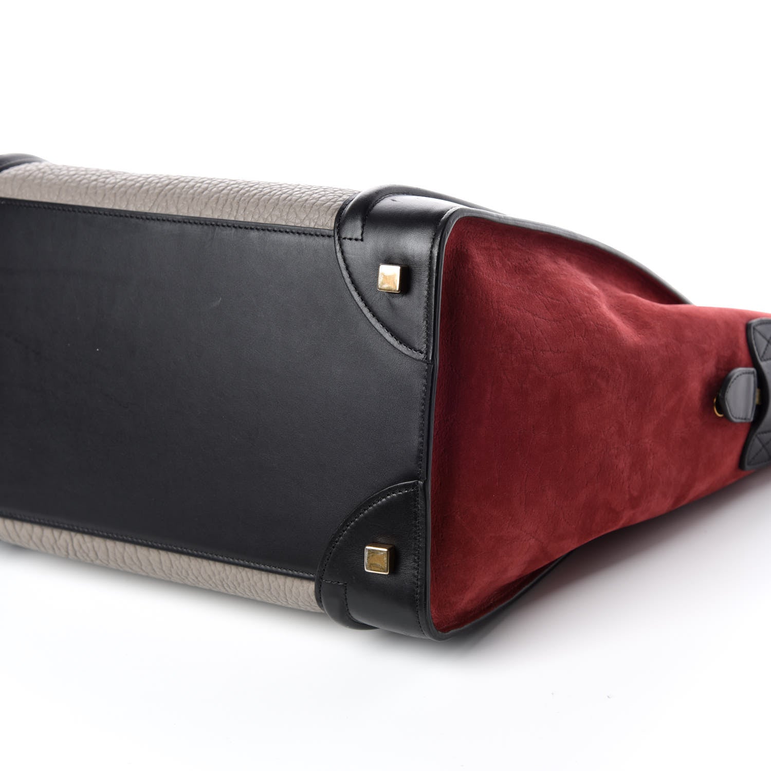 Celine Bullhide Calfskin Suede Mini Tri-Color Luggage Dark Ruby 6 of 8