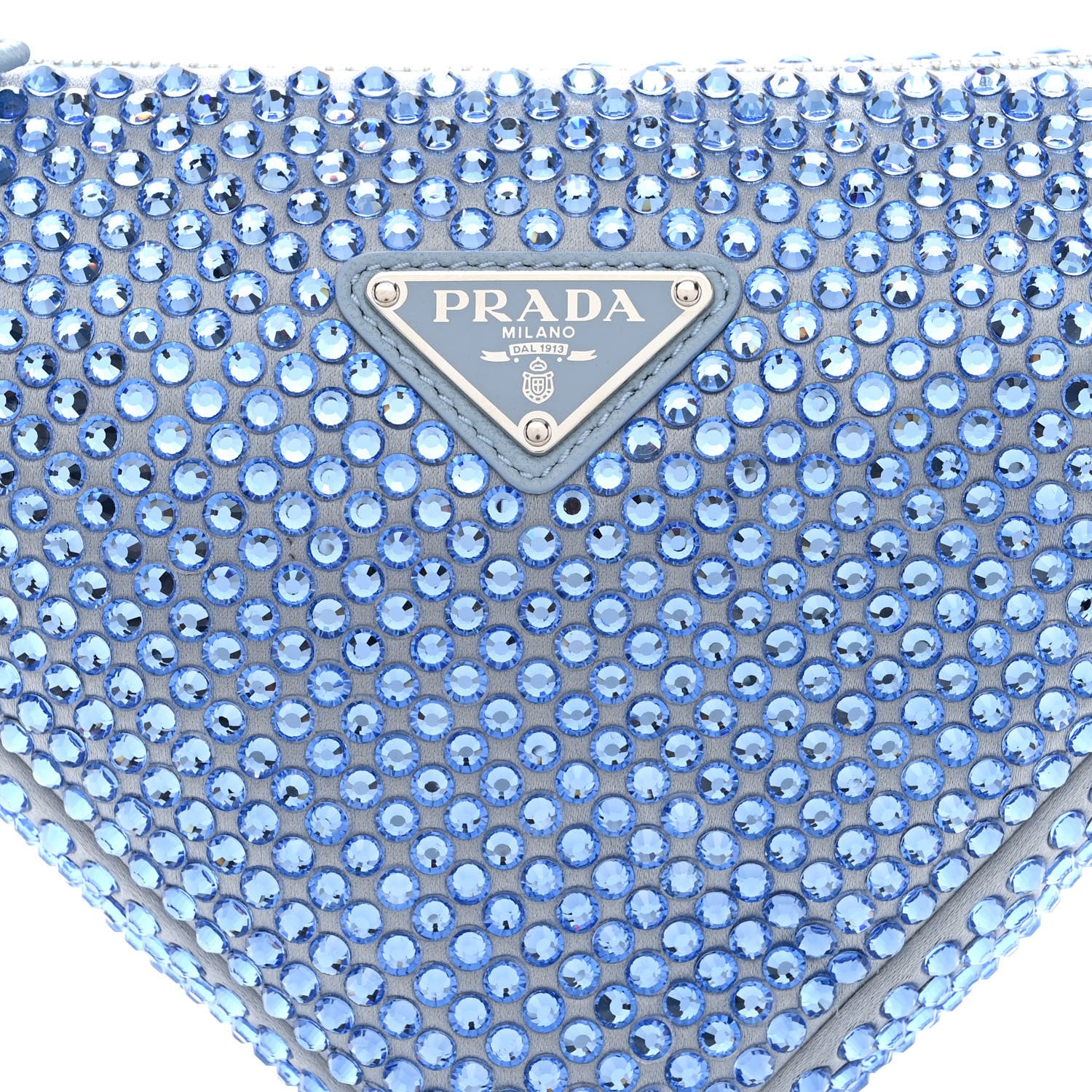 Prada Satin Crystal Triangle Pouch Celeste 8 of 11