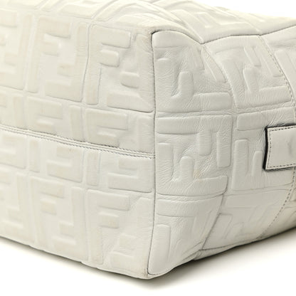 Fendi Nappa FF 1974 Embossed Small Boston White 10 of 19