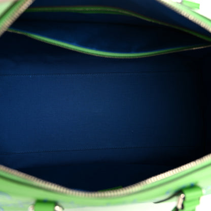 Gucci Calfskin GG Tennis Embossed Large Duffle Bag Joy Green Joy Blue 4 of 9