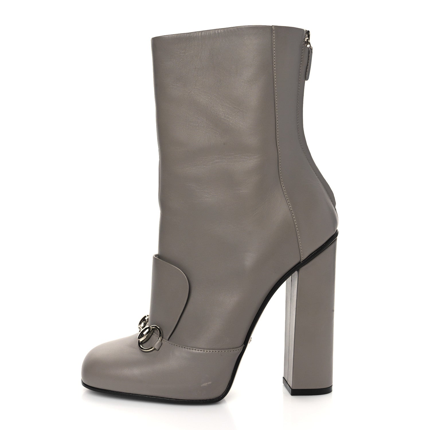 Gucci Calfskin Twiggy Horsebit Boot 39 Storm Grey 1 of 14