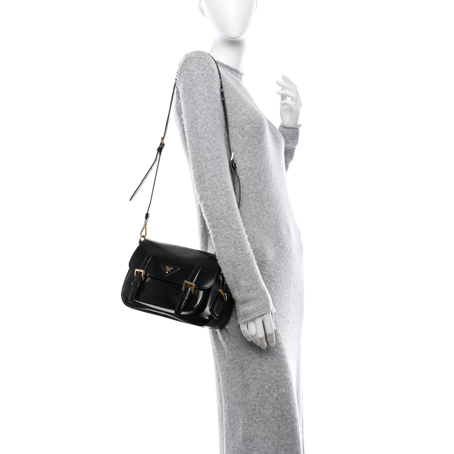 Saffiano Vernice Messenger Bag Black