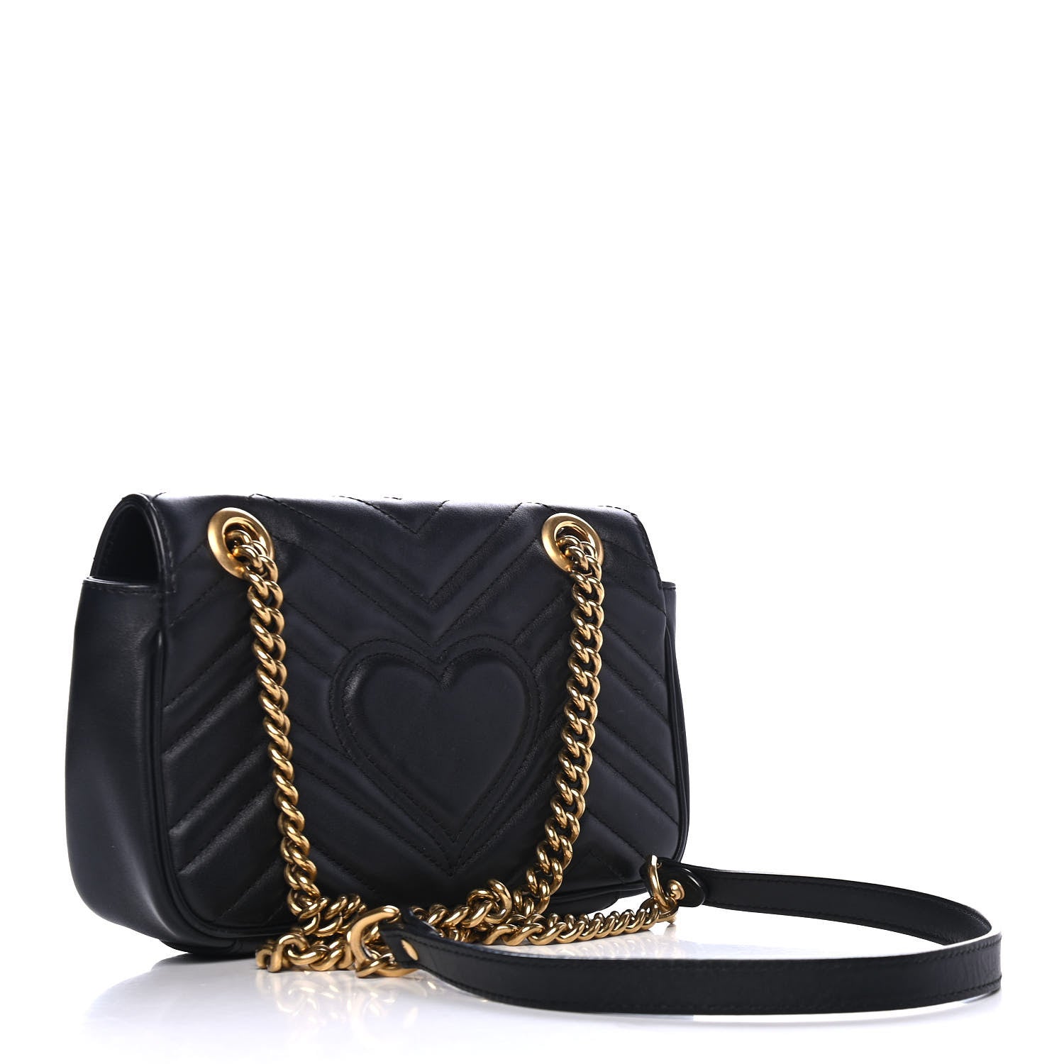 Gucci Calfskin Matelasse Mini GG Marmont Shoulder Bag Black 2 of 5