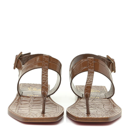 Christian Louboutin Calfskin Crocodile Embossed Cubongo Sandal Flats 37 Biscotto 2 of 12