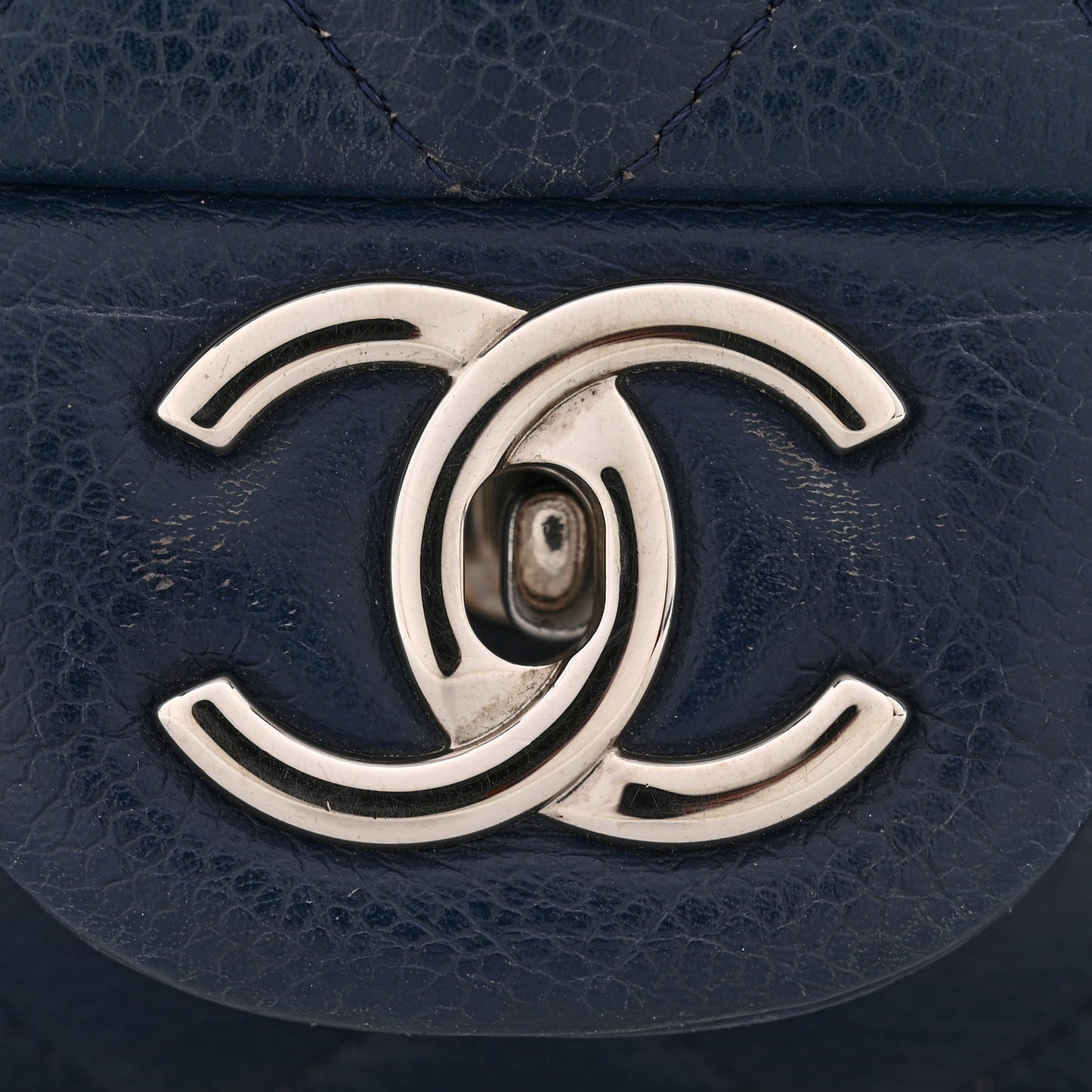 Caviar Quilted Maxi Double Flap Navy Blue